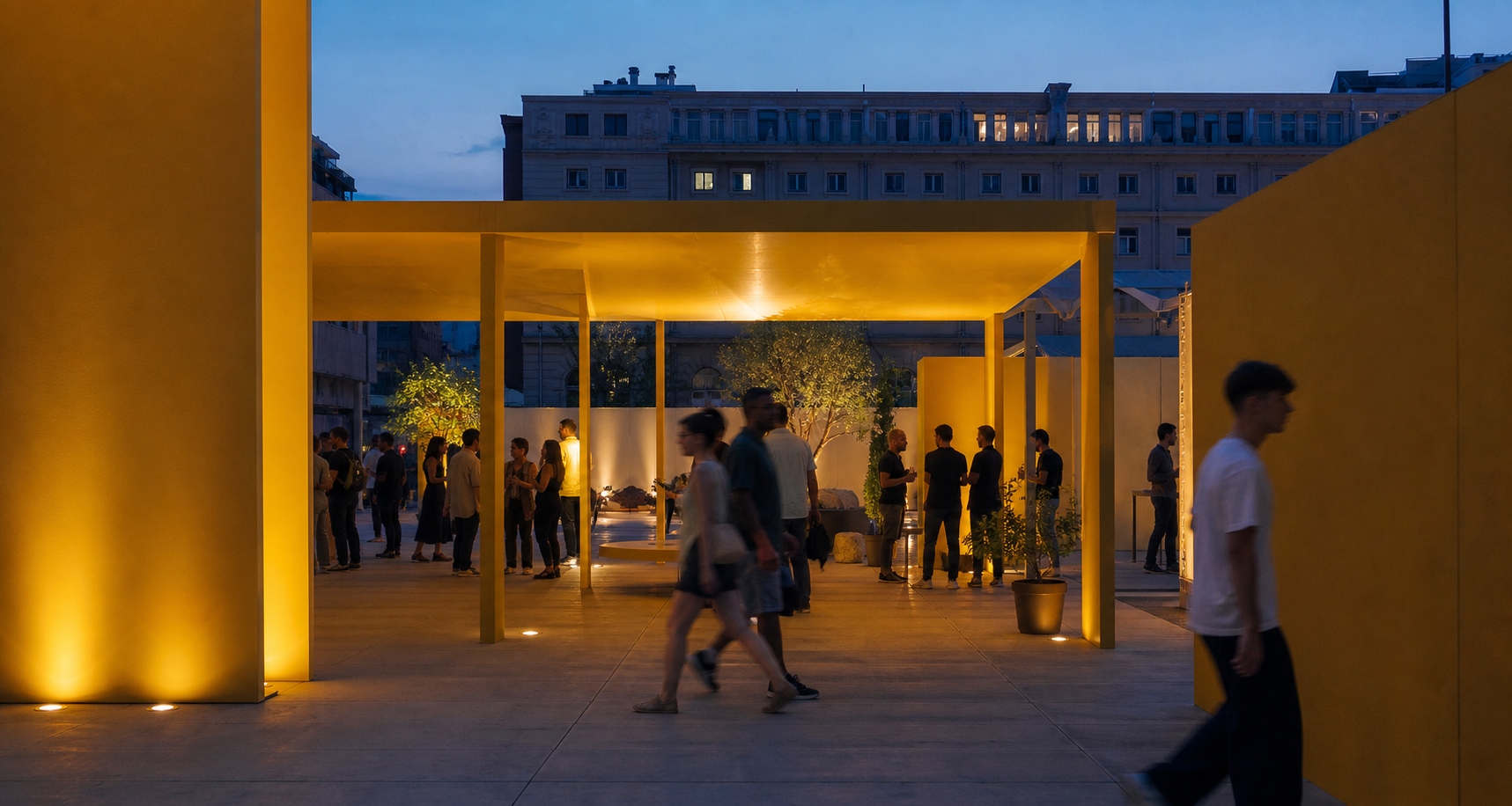Guests moving through a finished brand experience