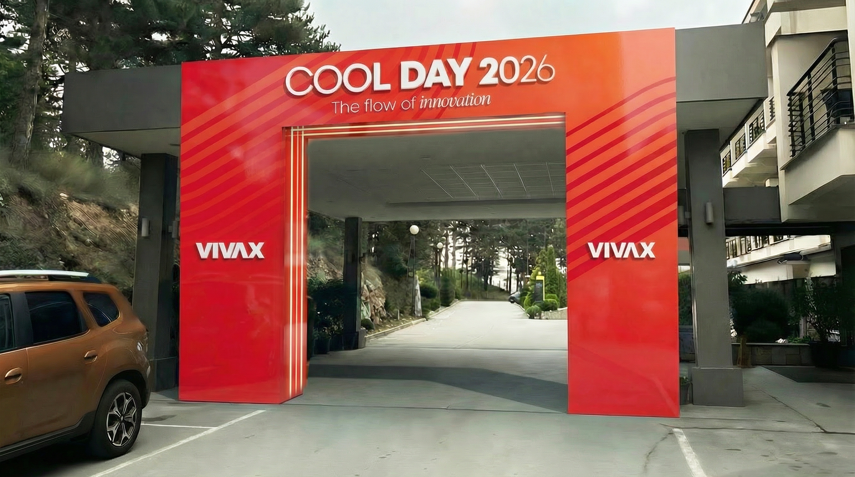 VIVAX Cool Day room panels forming a continuous branded environment